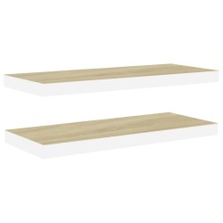vidaXL Schweberegale 2 Stk. Eiche und Weiß 60x23,5x3,8 cm MDF