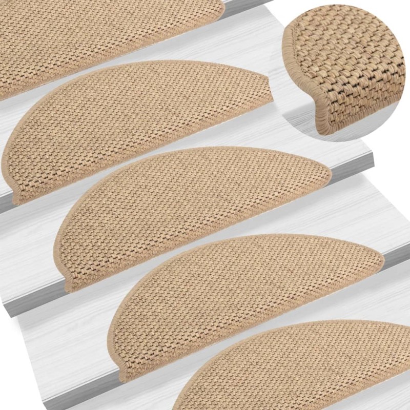 vidaXL Treppenmatten Selbstklebend Sisal-Optik 15 Stk. 65x21x4 cm Sand vidaXL Treppenmatten Selbstklebend Sisal-Optik 15 Stk. 65x21x4 cm Sand