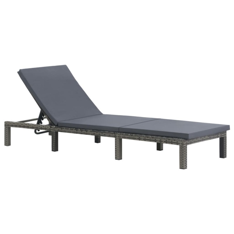 vidaXL Sonnenliege mit Auflage Poly Rattan Anthrazit vidaXL Sonnenliege mit Auflage Poly Rattan Anthrazit