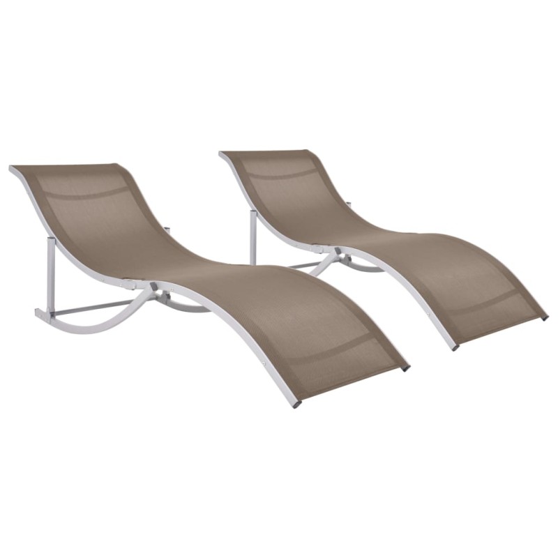 vidaXL Klappbare Sonnenliegen 2 Stk. Taupe Textilene vidaXL Klappbare Sonnenliegen 2 Stk. Taupe Textilene