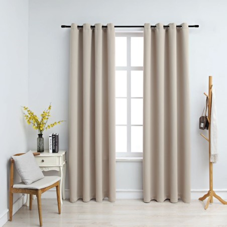 vidaXL Verdunkelungsvorhänge mit Metallösen 2 Stk. Beige 140x245 cm