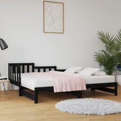 vidaXL Tagesbett Ausziehbar Schwarz 2x(80x200) cm Massivholz Kiefer