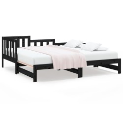 vidaXL Tagesbett Ausziehbar Schwarz 2x(80x200) cm Massivholz Kiefer