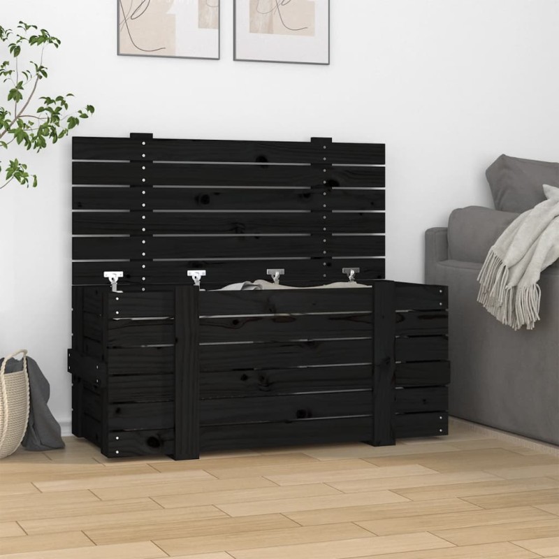 vidaXL Truhe Schwarz 91x40,5x42 cm Massivholz Kiefer vidaXL Truhe Schwarz 91x40,5x42 cm Massivholz Kiefer