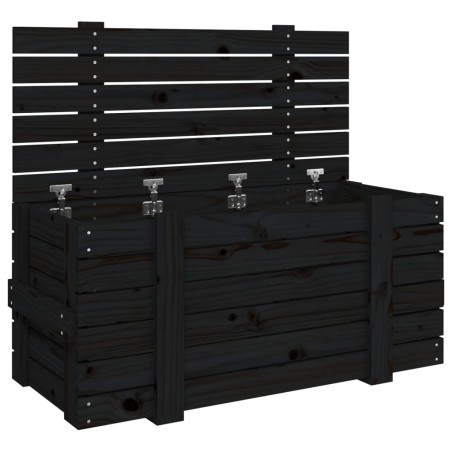 vidaXL Truhe Schwarz 91x40,5x42 cm Massivholz Kiefer