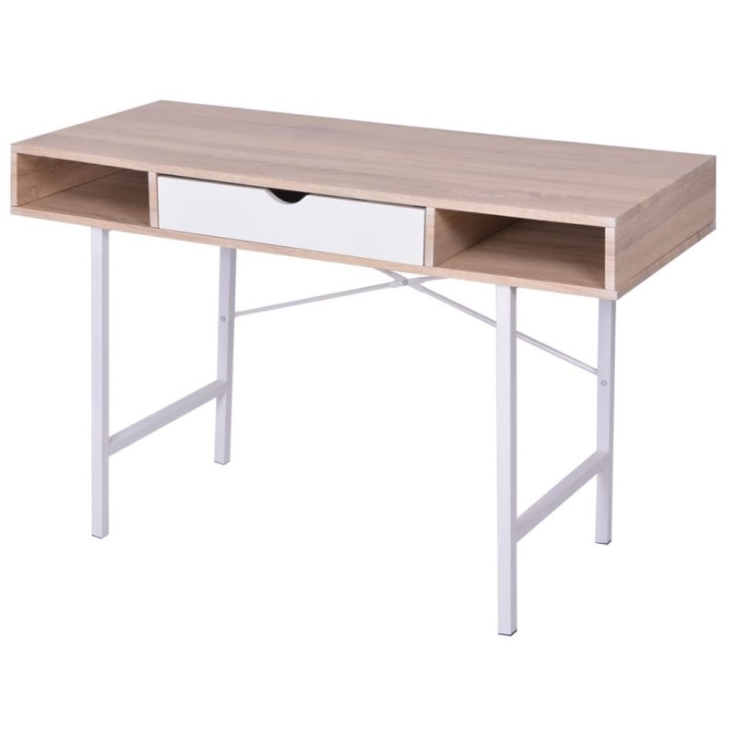 vidaXL Schreibtisch mit 1 Schublade Eiche und Weiß vidaXL Schreibtisch mit 1 Schublade Eiche und Weiß
