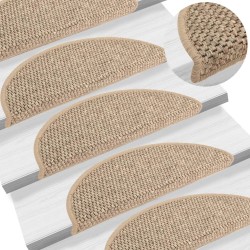 vidaXL Treppenmatten Selbstklebend Sisal 15 Stk. 56x17x3cm Dunkelbeige