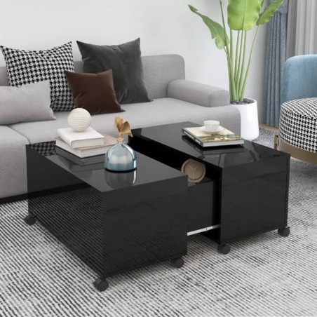vidaXL Couchtisch Hochglanz-Schwarz 75x75x38 cm Holzwerkstoff