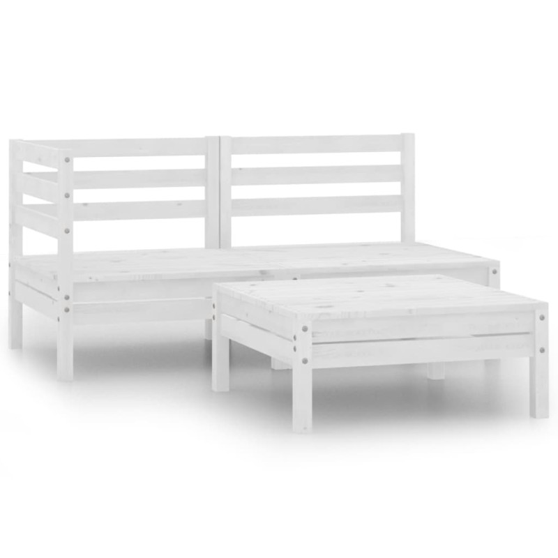 vidaXL 3-tlg. Garten-Lounge-Set Massivholz Kiefer Weiß vidaXL 3-tlg. Garten-Lounge-Set Massivholz Kiefer Weiß