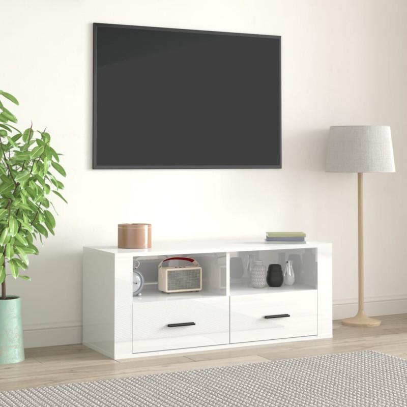 vidaXL TV-Schrank Hochglanz-Weiß 100x35x40 cm Holzwerkstoff vidaXL TV-Schrank Hochglanz-Weiß 100x35x40 cm Holzwerkstoff