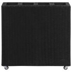 vidaXL Garten-Hochbeet mit 4 Töpfen 80x22x79 cm Poly Rattan Schwarz