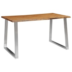 vidaXL Esstisch 140×80×75 cm Akazie Massivholz und Edelstahl 