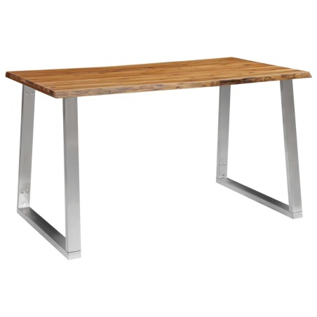 vidaXL Esstisch 140×80×75 cm Akazie Massivholz und Edelstahl 