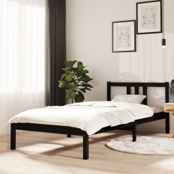 vidaXL Massivholzbett Schwarz 90x200 cm