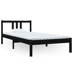 vidaXL Massivholzbett Schwarz 90x200 cm