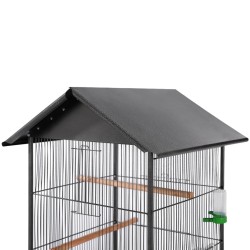 vidaXL Vogelkäfig mit Dach Stahl Schwarz 66x66x155 cm
