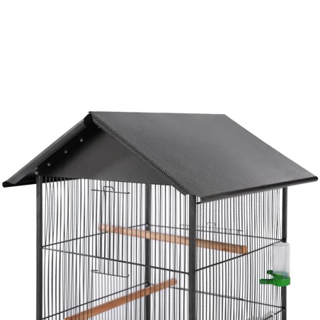 vidaXL Vogelkäfig mit Dach Stahl Schwarz 66x66x155 cm