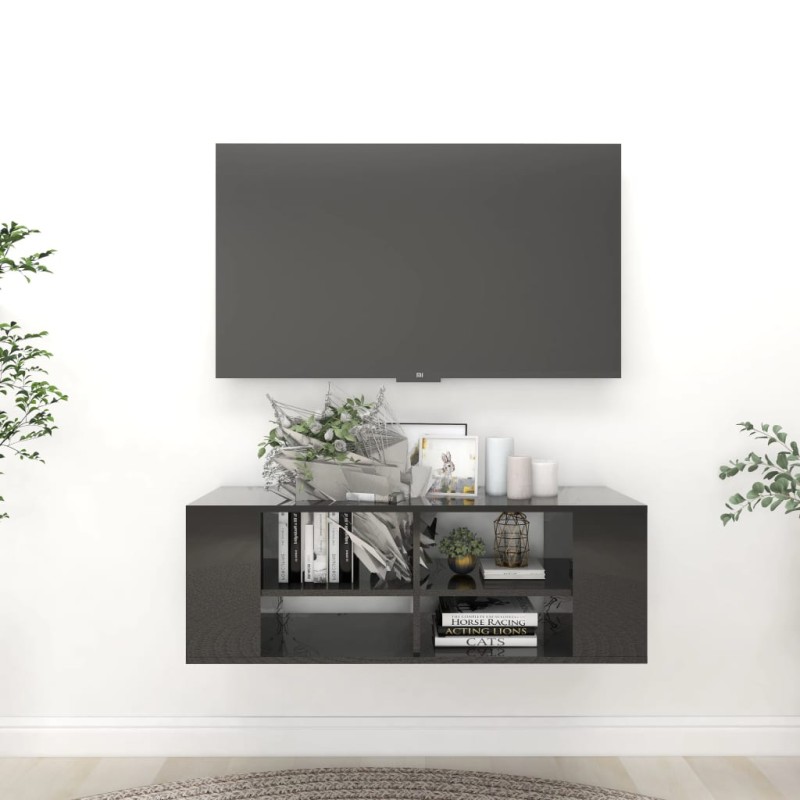 vidaXL TV-Wandschrank Hochglanz-Schwarz 102x35x35 cm Holzwerkstoff vidaXL TV-Wandschrank Hochglanz-Schwarz 102x35x35 cm Holzwerkstoff