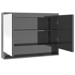 vidaXL Spiegelschrank fürs Bad 80x15x60 cm MDF Glänzend Grau