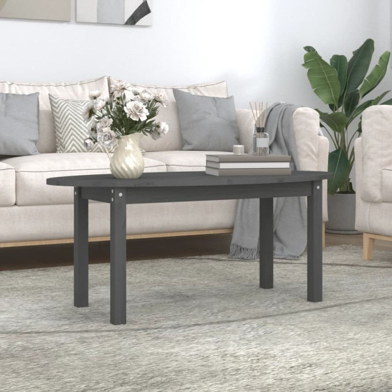 vidaXL Couchtisch Grau 110x55x45 cm Massivholz Kiefer vidaXL Couchtisch Grau 110x55x45 cm Massivholz Kiefer