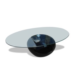 vidaXL Couchtisch mit Ovaler Glasplatte Hochglanz Schwarz 