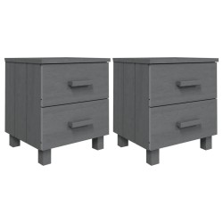 vidaXL Nachttische HAMAR 2 Stk. Dunkelgrau 40x35x44,5 cm Massivholz