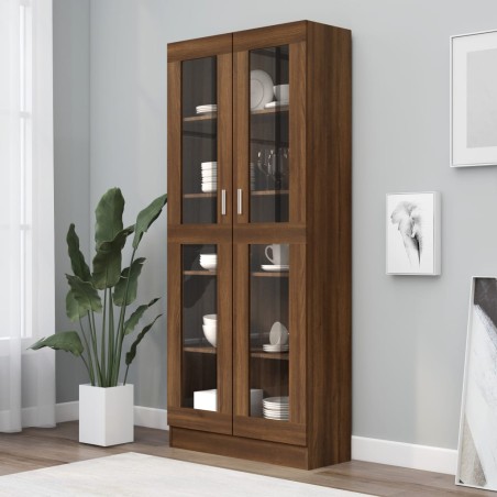 vidaXL Vitrinenschrank Braun Eiche 82,5x30,5x185,5 cm Holzwerkstoff