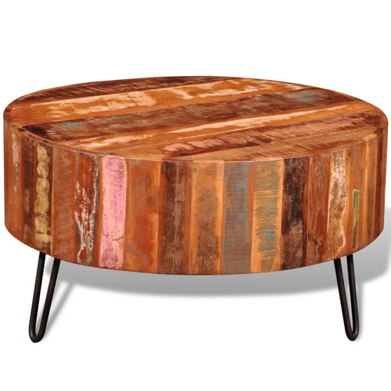 vidaXL Couchtisch Altholz Massiv Rund vidaXL Couchtisch Altholz Massiv Rund