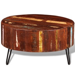 vidaXL Couchtisch Altholz Massiv Rund 