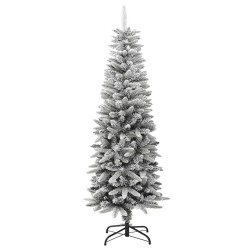 vidaXL Künstlicher Weihnachtsbaum Beschneit Schlank 150 cm PVC&PE
