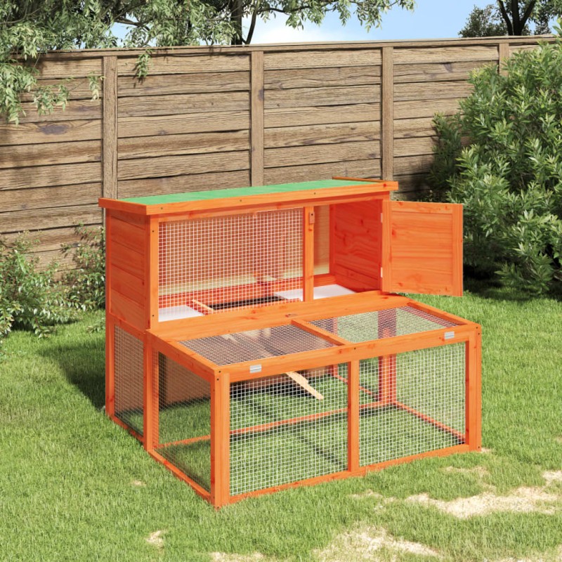 vidaXL Kaninchenstall Braun 102x90x84,5 cm Massivholz Kiefer vidaXL Kaninchenstall Braun 102x90x84,5 cm Massivholz Kiefer