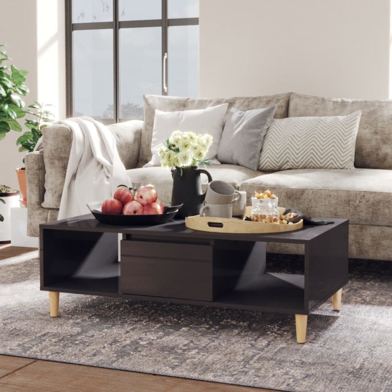 vidaXL Couchtisch Hochglanz-Grau 103,5x60x35 cm Holzwerkstoff vidaXL Couchtisch Hochglanz-Grau 103,5x60x35 cm Holzwerkstoff