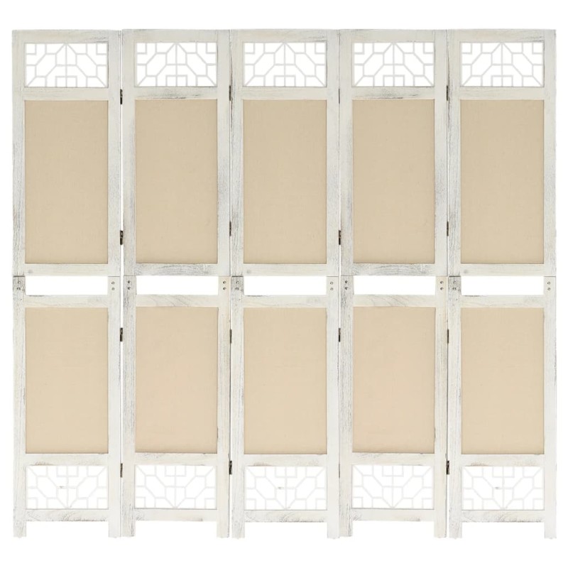 vidaXL 5-tlg. Raumteiler Creme 175x165 cm Stoff vidaXL 5-tlg. Raumteiler Creme 175x165 cm Stoff