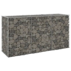 vidaXL Gabionenwand mit Abdeckung Verzinkter Stahl 200x60x100 cm