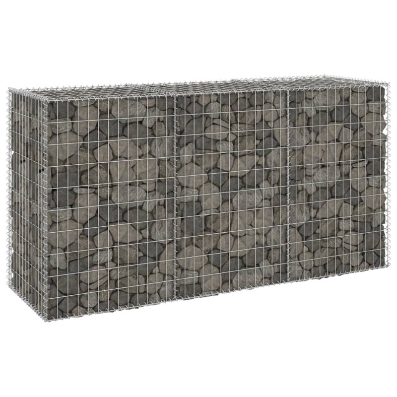 vidaXL Gabionenwand mit Abdeckung Verzinkter Stahl 200x60x100 cm vidaXL Gabionenwand mit Abdeckung Verzinkter Stahl 200x60x100 cm