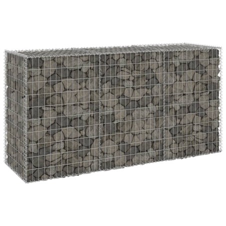 vidaXL Gabionenwand mit Abdeckung Verzinkter Stahl 200x60x100 cm
