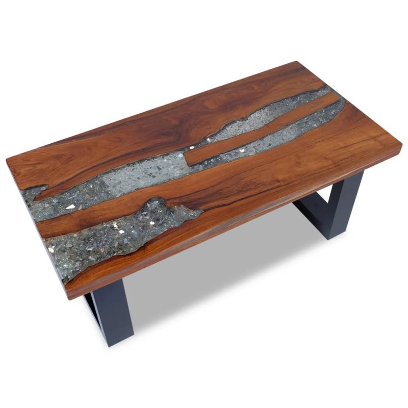 vidaXL Couchtisch Teak Harz 100x50 cm vidaXL Couchtisch Teak Harz 100x50 cm