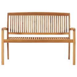 vidaXL Stapelbare 2-Sitzer Gartenbank 128,5 cm Massivholz Teak