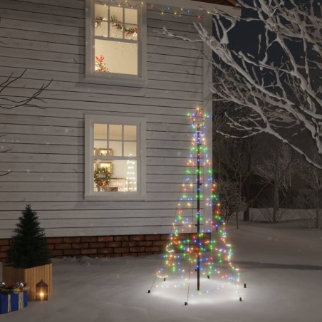 vidaXL LED-Weihnachtsbaum mit Erdnägeln Mehrfarbig 200 LEDs 180 cm