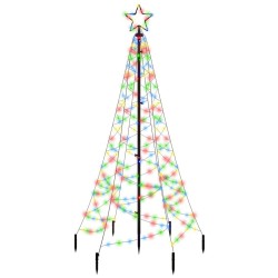 vidaXL LED-Weihnachtsbaum mit Erdnägeln Mehrfarbig 200 LEDs 180 cm