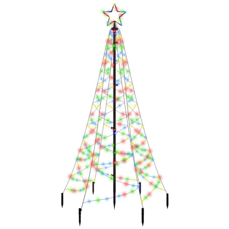 vidaXL LED-Weihnachtsbaum mit Erdnägeln Mehrfarbig 200 LEDs 180 cm