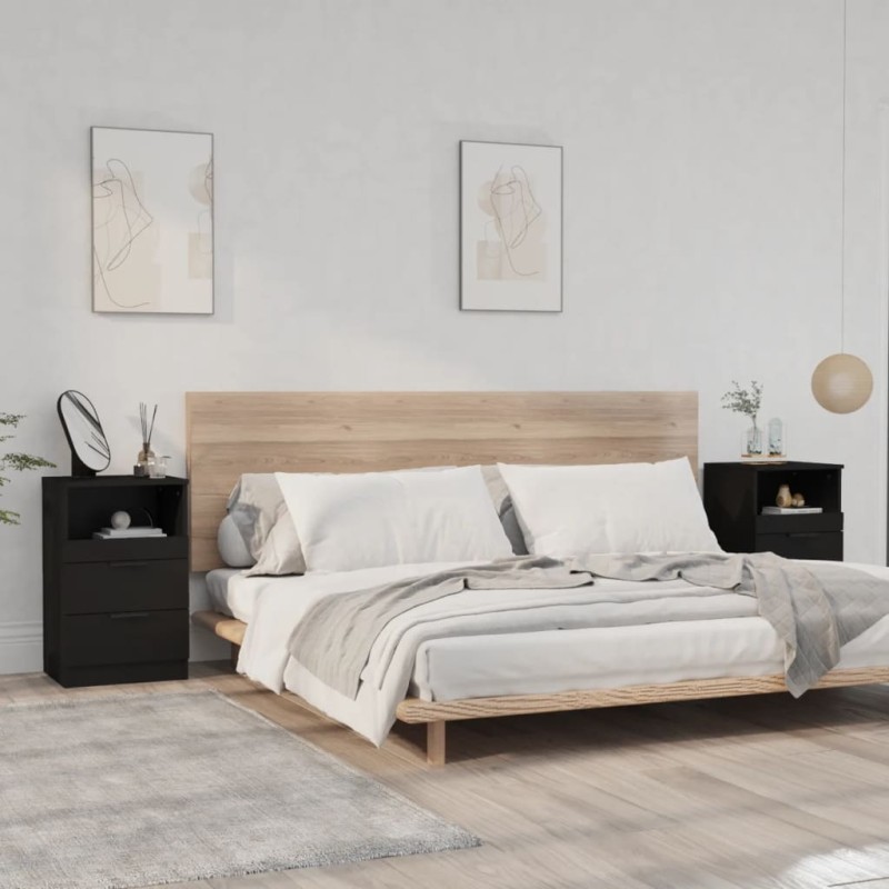 vidaXL Nachttische 2 Stk. Schwarz Holzwerkstoff vidaXL Nachttische 2 Stk. Schwarz Holzwerkstoff