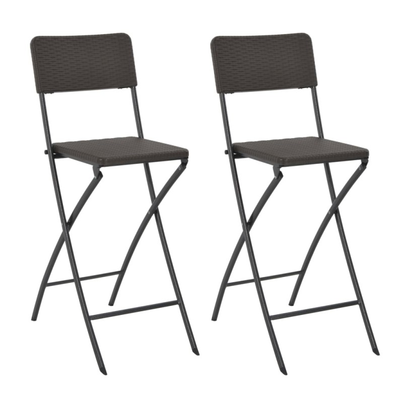 vidaXL Klappbare Barstühle 2 Stk. HDPE und Stahl Braun Rattanoptik vidaXL Klappbare Barstühle 2 Stk. HDPE und Stahl Braun Rattanoptik