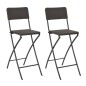 vidaXL Klappbare Barstühle 2 Stk. HDPE und Stahl Braun Rattanoptik vidaXL Klappbare Barstühle 2 Stk. HDPE und Stahl Braun Rattanoptik