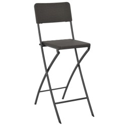 vidaXL Klappbare Barstühle 2 Stk. HDPE und Stahl Braun Rattanoptik