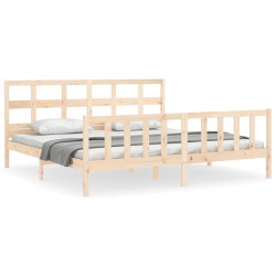Massivholzbett mit Kopfteil 200x200 cm
