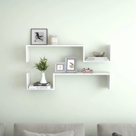 vidaXL Wandregale 2 Stk. Hochglanz-Weiß 100x15x20 cm Holzwerkstoff