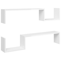 vidaXL Wandregale 2 Stk. Hochglanz-Weiß 100x15x20 cm Holzwerkstoff