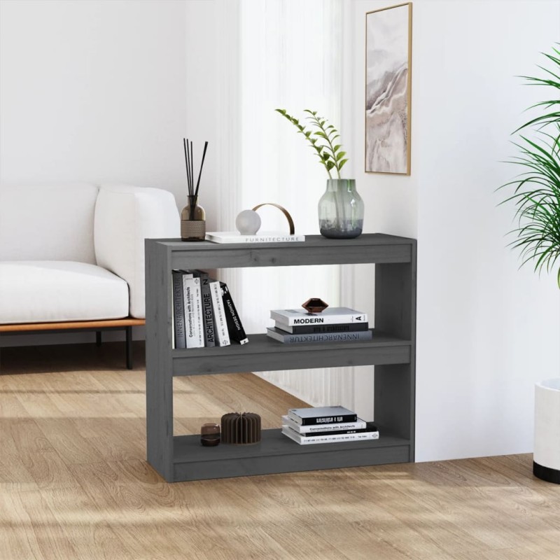 vidaXL Bücherregal Raumteiler Grau 80x30x71,5 cm Massivholz Kiefer vidaXL Bücherregal Raumteiler Grau 80x30x71,5 cm Massivholz Kiefer