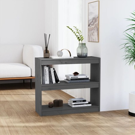 vidaXL Bücherregal Raumteiler Grau 80x30x71,5 cm Massivholz Kiefer